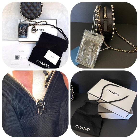 Chanel Matelasse round Pearl Chain Lambskin Shoulder Crossbody Bag - Picture 8 of 16